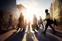 employees-walking-to-work-in-the-city-at-sunrise