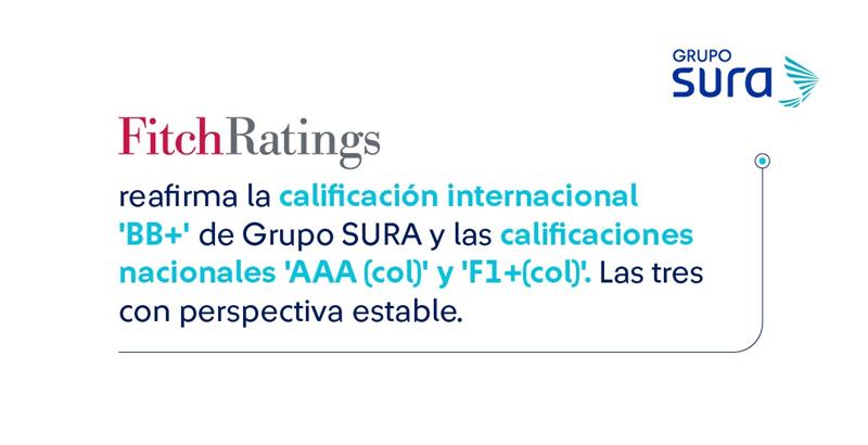 Fitch Ratings reafirma calificaciones de Grupo SURA y mantiene perspectiva estable